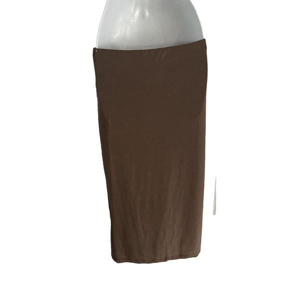 London Rose Women Straight Pencil Skirt Size L Brown Knit Elastic Waist Ties NWT - Picture 5 of 11